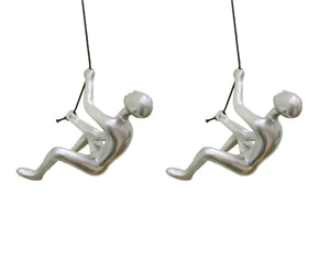 Homeroots Set Of Two 6" Silver Unique Climbing Man With Rope Wall Art  Resin 544458