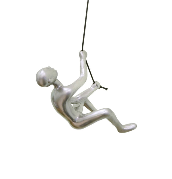 Homeroots Set Of Two 6" Silver Unique Climbing Man With Rope Wall Art  Resin 544458