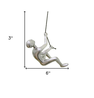 Homeroots Set Of Two 6" Silver Unique Climbing Man With Rope Wall Art  Resin 544458