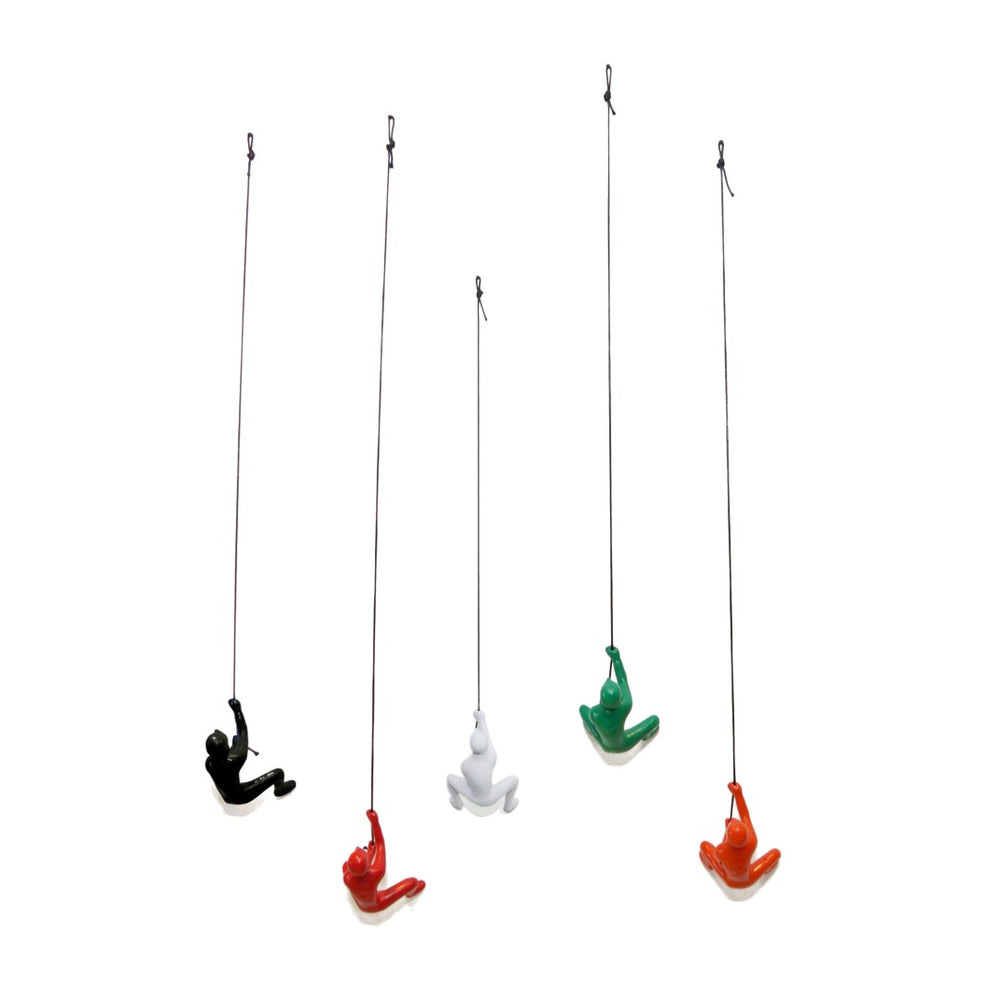 HomeRoots Set of Five Colorful Resin Climbing Man Wall Sculptures – Modern 3D Art for Home Décor 544460
