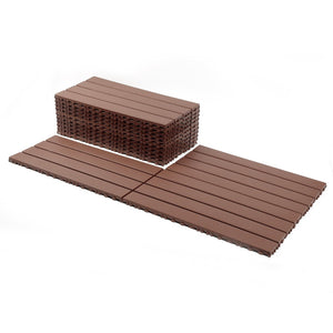 English Elm New Interlocking Polypropylene Patio Floor Tiles 44 Piece Set for Balcony Poolside Use Red+Brown W3022P251875