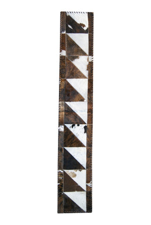 Natural Cowhide Patchwork Runner Rug Rustic Hallway Accent with Stain Resistant Pile