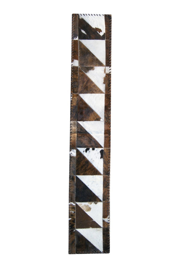 Natural Cowhide Patchwork Runner Rug Rustic Hallway Accent with Stain Resistant Pile