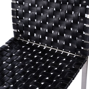 Butler Specialty Urban Rectangular Woven Leather Barstool With Back - Rustic Charm And Premium Iron Base Design Black Iron,Leather,Steel Nail Heads 5445034-butler