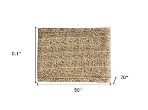 HomeRoots 50" Handcrafted Quilted Floral Throw Blanket - Beige & Black Cotton Design for Cozy Elegance 544505