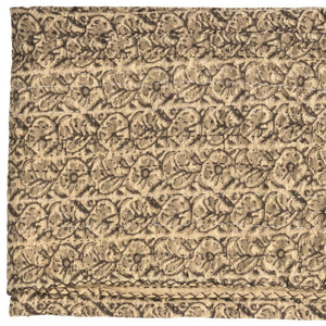 HomeRoots 50" Handcrafted Quilted Floral Throw Blanket - Beige & Black Cotton Design for Cozy Elegance 544505