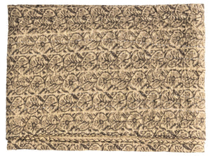 HomeRoots 50" Handcrafted Quilted Floral Throw Blanket - Beige & Black Cotton Design for Cozy Elegance 544505