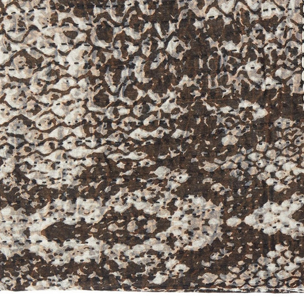 HomeRoots 50" X 70" Artisan Brown & Ivory Kantha Throw Blanket - Handcrafted Cotton with Embroidery Charm 544507