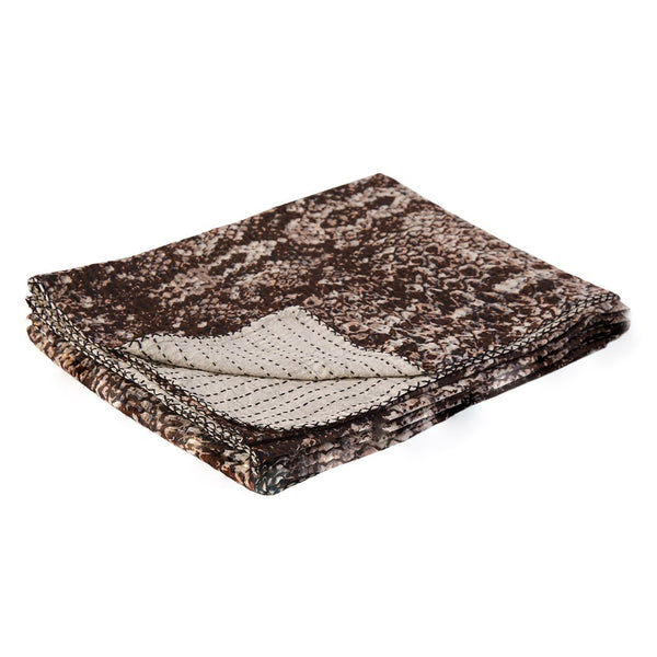 HomeRoots 50" X 70" Artisan Brown & Ivory Kantha Throw Blanket - Handcrafted Cotton with Embroidery Charm 544507