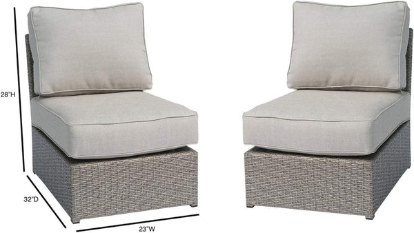 English Elm Patio Grey Mix Wicker Lounge Chairs with Aluminum Frames, 5" Cushions, Weather-Resistant Coastal Style B120P205100