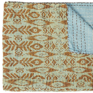 HomeRoots 50" Handcrafted Cotton Throw Blanket in Vibrant Green, Orange, and Teal - Cozy Quilted Design 544511