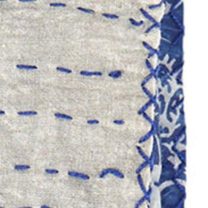 HomeRoots 50" Blue and White Floral Quilted Kantha Throw Blanket - Handmade, Lightweight, Cozy Comfort for All Seasons Cotton - 50"x70" 544512