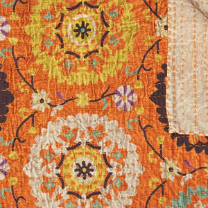 HomeRoots 50" Artisan Red Floral Quilted Kantha Throw Blanket - Cozy, Lightweight, Perfect for Any Space Cotton - 50"x70" 544513