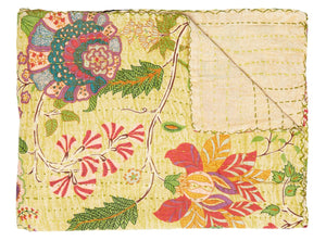 HomeRoots 50" Artisan Red Floral Quilted Kantha Throw Blanket - Cozy, Lightweight, Perfect for Any Space Cotton - 50"x70" 544516