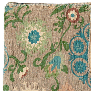 HomeRoots 50" Hand-Stitched Kantha Throw Blanket with Vibrant Floral Embroidery for Cozy Living Spaces Cotton - 50"x70" 544524