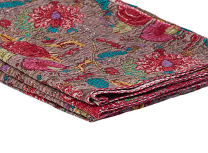 HomeRoots 50" Gray and Yellow Floral Kantha Throw Blanket – Handcrafted Embroidery for Cozy Home Decor Cotton - 50"x70" 544526