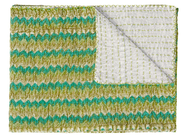 HomeRoots 50" Gray and Yellow Floral Kantha Throw Blanket – Handcrafted Embroidery for Cozy Home Decor Cotton - 50"x70" 544527