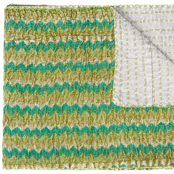 HomeRoots 50" Gray and Yellow Floral Kantha Throw Blanket – Handcrafted Embroidery for Cozy Home Decor Cotton - 50"x70" 544527