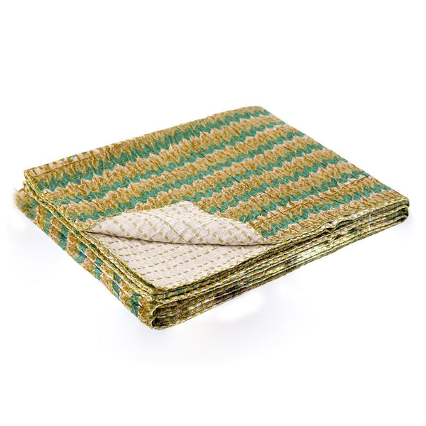 HomeRoots 50" Gray and Yellow Floral Kantha Throw Blanket – Handcrafted Embroidery for Cozy Home Decor Cotton - 50"x70" 544527
