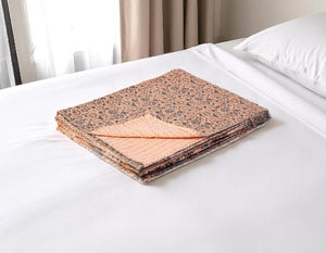 HomeRoots 50" Peach and Gray Floral Kantha Throw Blanket - Handmade Embroidered Elegance for Your Home Decor Cotton - 50"x70" 544530