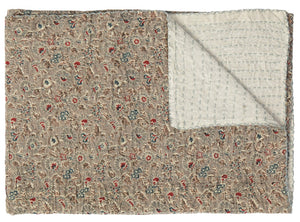 HomeRoots 50" Handcrafted Ikat Kantha Throw Blanket in Brown and Blue – Cozy, Unique, Perfect for Home Decor Cotton - 50"x70" 544537