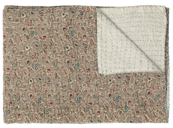 HomeRoots 50" Handcrafted Ikat Kantha Throw Blanket in Brown and Blue – Cozy, Unique, Perfect for Home Decor Cotton - 50"x70" 544537