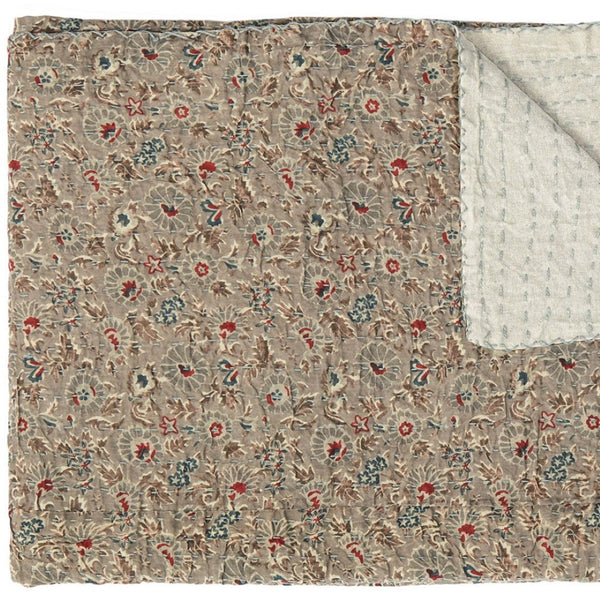 HomeRoots 50" Handcrafted Ikat Kantha Throw Blanket in Brown and Blue – Cozy, Unique, Perfect for Home Decor Cotton - 50"x70" 544537