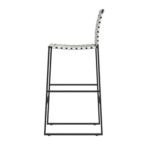 Butler Specialty Urban Rectangular Woven Leather Barstool With Back - Rustic Charm And Premium Iron Base Design White Iron,Leather,Steel Nail Heads 5445411-butler