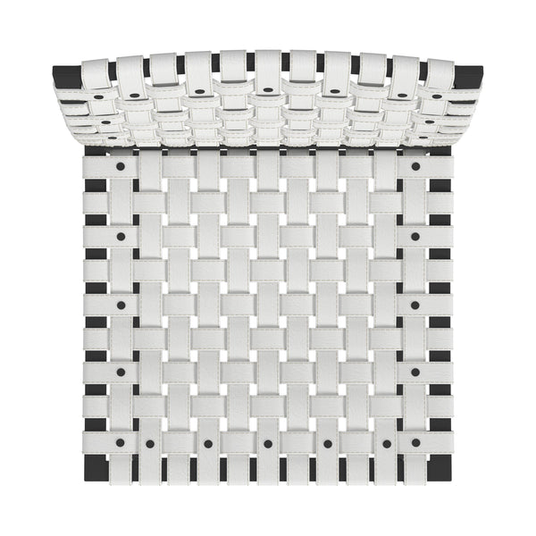 Butler Specialty Urban Rectangular Woven Leather Barstool With Back - Rustic Charm And Premium Iron Base Design White Iron,Leather,Steel Nail Heads 5445411-butler