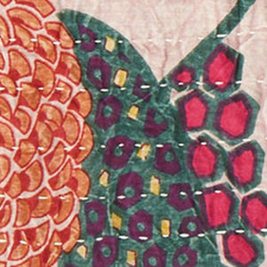 HomeRoots 50" Cozy Light Pink Orange Green Cotton Quilted Floral Throw Blanket – Handcrafted Embroidered Charm 544541