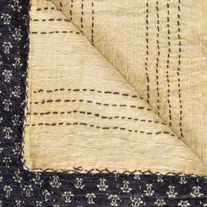 HomeRoots 50" X 70" Black & Ivory Quilted Floral Throw Blanket - Handcrafted Comfort for Any Space 544549