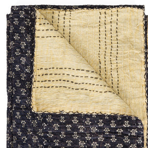 HomeRoots 50" X 70" Black & Ivory Quilted Floral Throw Blanket - Handcrafted Comfort for Any Space 544549
