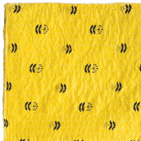 HomeRoots 50" Red Floral Kantha Throw Blanket – Handcrafted Embroidered Accent for Cozy Living Spaces Cotton - 50"x70" 544553