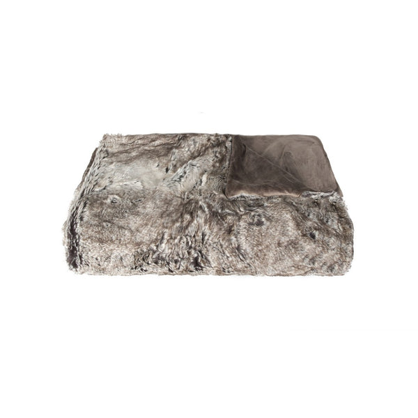 HomeRoots 50" Luxurious Brown and Light Brown Faux Fur Knitted Animal Print Throw Blanket for Cozy Comfort 544560