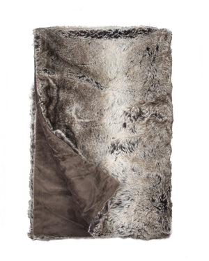 HomeRoots 50" Luxurious Brown and Light Brown Faux Fur Knitted Animal Print Throw Blanket for Cozy Comfort 544560