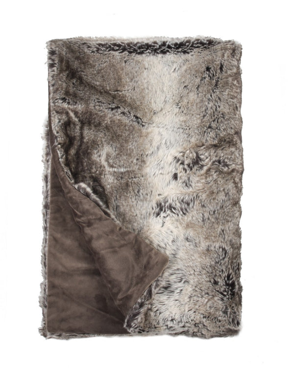 HomeRoots 50" Luxurious Brown and Light Brown Faux Fur Knitted Animal Print Throw Blanket for Cozy Comfort 544560