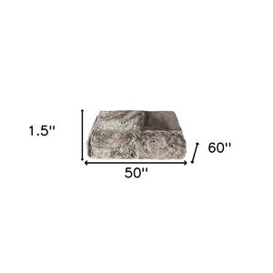 HomeRoots 50" Luxurious Brown and Light Brown Faux Fur Knitted Animal Print Throw Blanket for Cozy Comfort 544560
