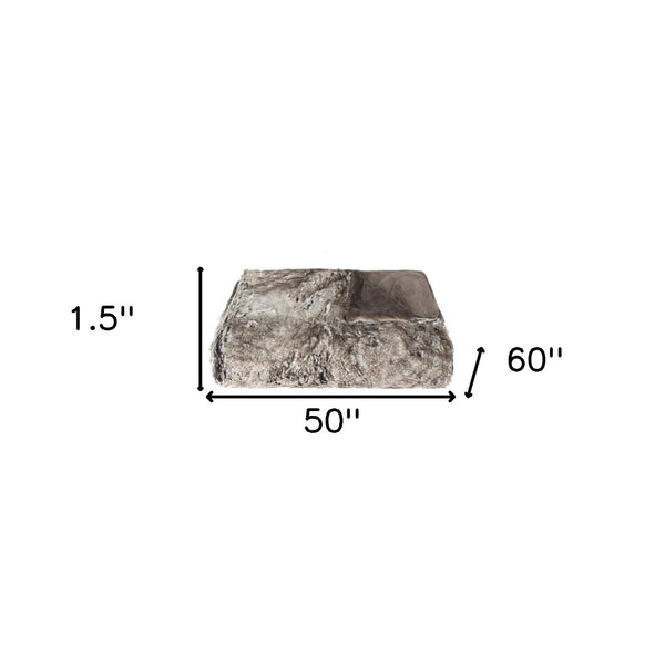 HomeRoots 50" Luxurious Brown and Light Brown Faux Fur Knitted Animal Print Throw Blanket for Cozy Comfort 544560