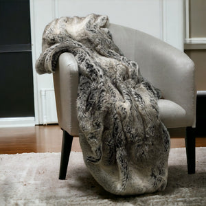 HomeRoots 50" Luxurious Brown and Light Brown Faux Fur Knitted Animal Print Throw Blanket for Cozy Comfort 544560