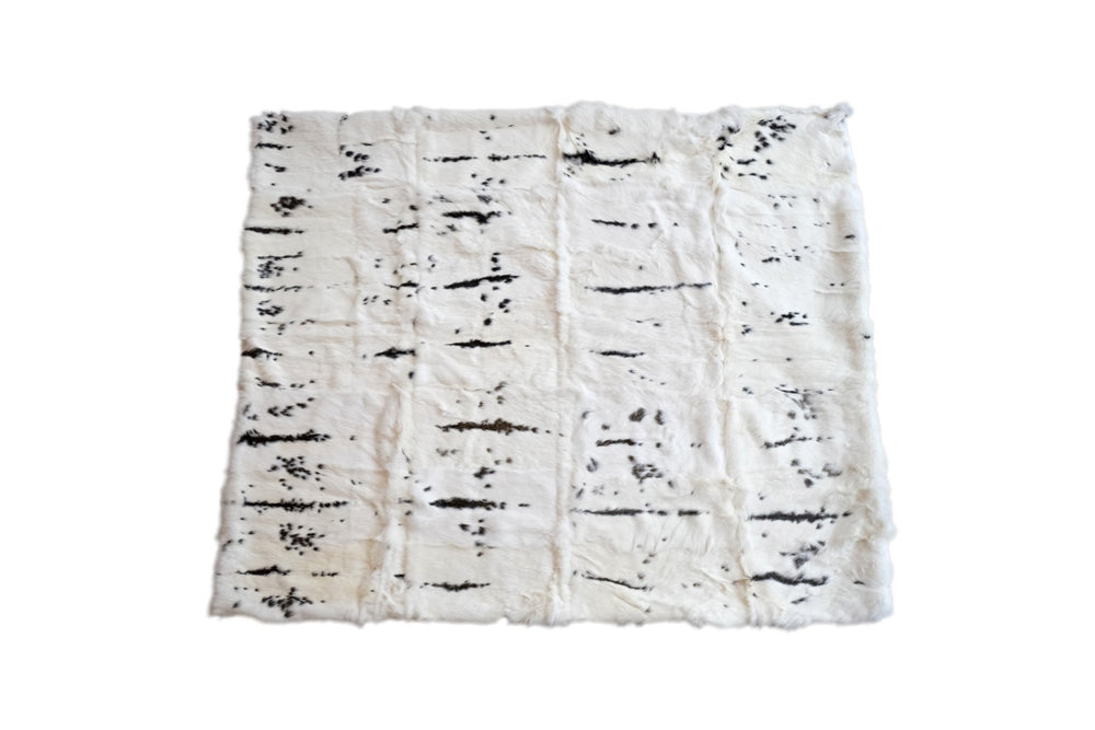 HomeRoots 50" Luxurious Black and White Rabbit Fur Plush Throw Blanket for Cozy Elegance and Warmth 544561