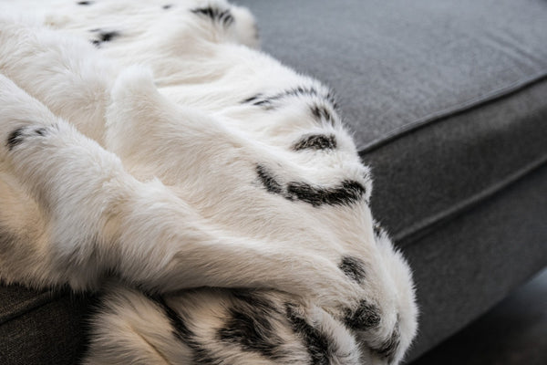 HomeRoots 50" Luxurious Black and White Rabbit Fur Plush Throw Blanket for Cozy Elegance and Warmth 544561
