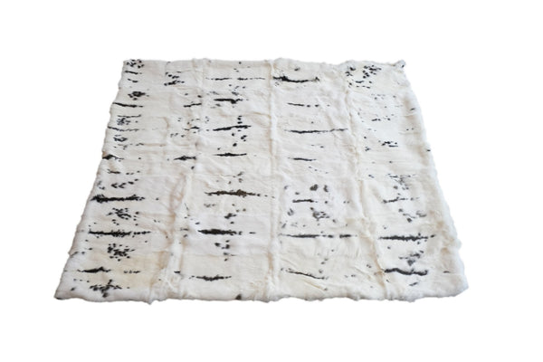 HomeRoots 50" Luxurious Black and White Rabbit Fur Plush Throw Blanket for Cozy Elegance and Warmth 544561