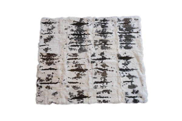 HomeRoots 50" Luxurious Brown and White Rabbit Fur Plush Throw Blanket - Cozy, Handmade Gift for All Occasions 544562