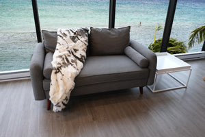 HomeRoots 50" Luxurious Brown and White Rabbit Fur Plush Throw Blanket - Cozy, Handmade Gift for All Occasions 544562