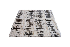 HomeRoots 50" Luxurious Brown and White Rabbit Fur Plush Throw Blanket - Cozy, Handmade Gift for All Occasions 544562