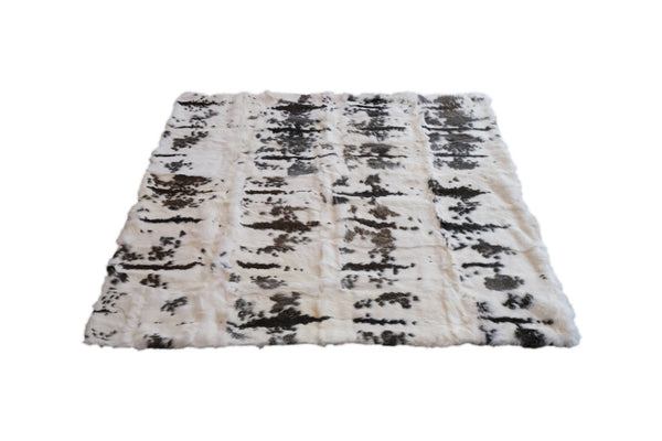 HomeRoots 50" Luxurious Brown and White Rabbit Fur Plush Throw Blanket - Cozy, Handmade Gift for All Occasions 544562