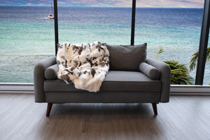 HomeRoots 50" Luxurious Brown and White Rabbit Fur Plush Throw Blanket - Cozy, Handmade Gift for All Occasions 544562