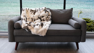 HomeRoots 50" Luxurious Brown and White Rabbit Fur Plush Throw Blanket - Cozy, Handmade Gift for All Occasions 544562