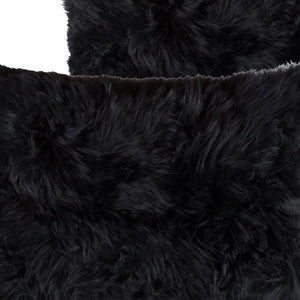 HomeRoots Set of Two Luxurious 12" x 20" Black Sheepskin Lumbar Pillows for Elegant Home Décor & Comfort 544563