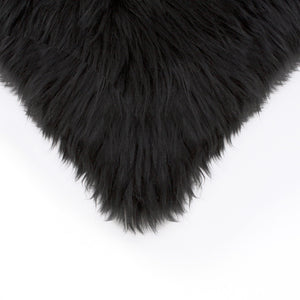 Homeroots Set Of Two 18" Black Sheepskin Throw Pillows   544564